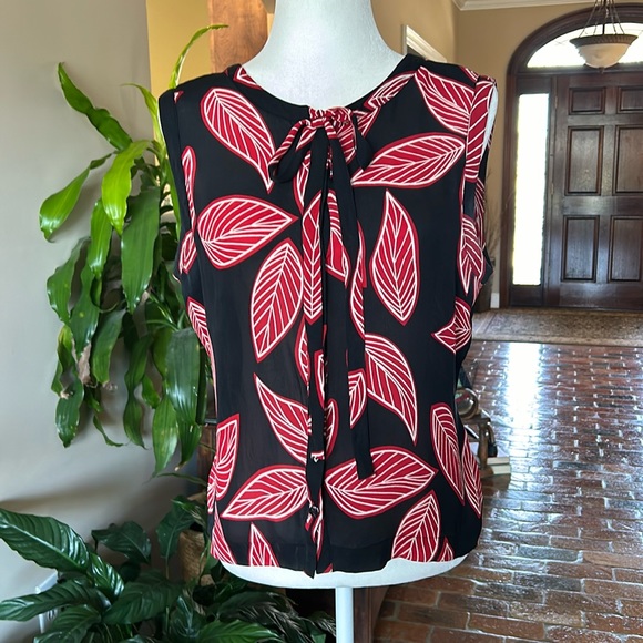 Oscar De La Renta Silk tie neck top sz 14 - Picture 1 of 11